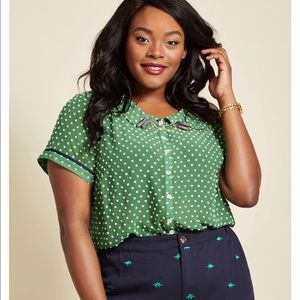 Darling in Dots button up blouse — Size 1X